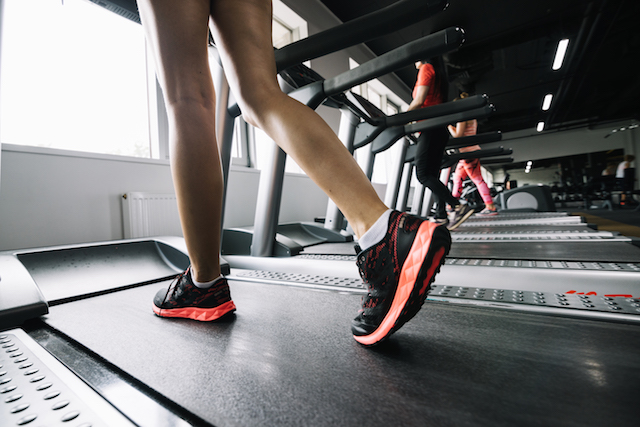 People running on treadmill.