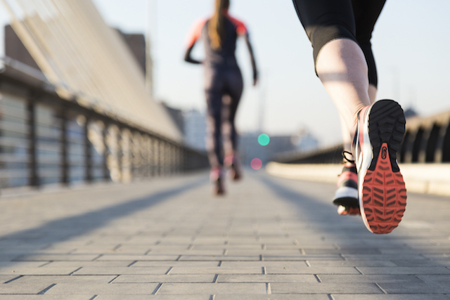 close up of the heels of a runner. 