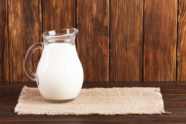 a jug of milk, a common household food item.