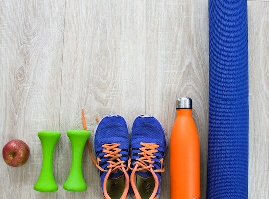 fitness gear with an apple.